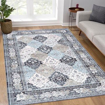Garvee Läufer Boho Tappeto Marrocc Lavabile Antiscivolo Idrorepellente Poliestere Design Vintage 120x170 cm Blu Soggiorno Ufficio
