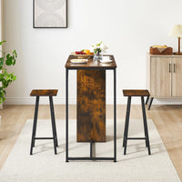 Set tavolo e sedie da bar Garvee con triplo spazio di archiviazione, set da bistrot per 2 persone, robusta struttura in ferro, piano in MDF, cuscini ergonomici, compatto per cucina e bistrot