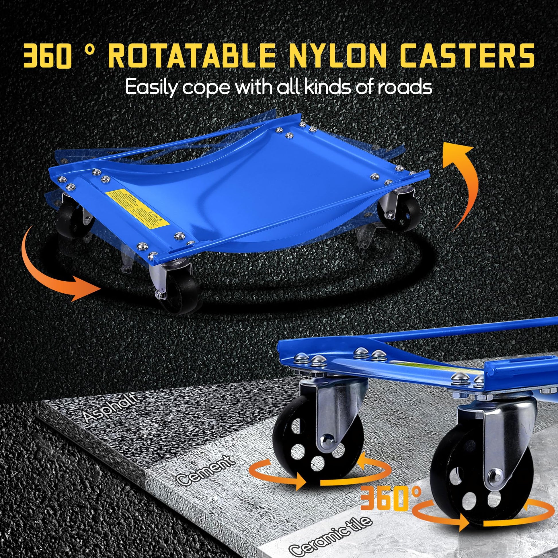 Set di carrelli portaruota Garvee Auto con 4 ruote in acciaio da 3,5" per impieghi gravosi per cambio e manutenzione pneumatici, capacità di 5000 libbre, base in acciaio extra larga, guide laterali antiscivolo