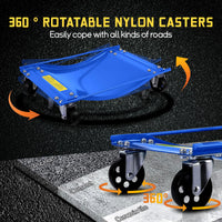 Set di carrelli portaruota Garvee Auto con 4 ruote in acciaio da 3,5" per impieghi gravosi per cambio e manutenzione pneumatici, capacità di 5000 libbre, base in acciaio extra larga, guide laterali antiscivolo
