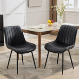 Set di 2 sedie da pranzo Garvee, sedie moderne in similpelle, seduta imbottita, gambe in metallo, per cucina e ristorante, nere - nero