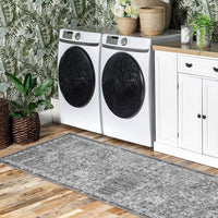 Tappeto antiscivolo a pelo corto Garvee Boho per cucina, corridoio, camera da letto, soggiorno, 80x150 cm, grigio vintage