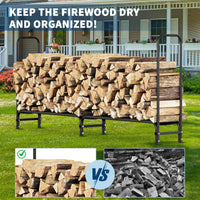 Garvee 8 piedi porta legna da ardere per impieghi gravosi, 4000 libbre, struttura in acciaio nero per giardino e patio