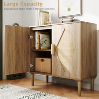 Garvee Buffet Cabinet Con 2 Decorazioni In Rattan, Mobile Contenitore In Legno Naturale Per Soggiorno E Sala Da Pranzo, Naturale