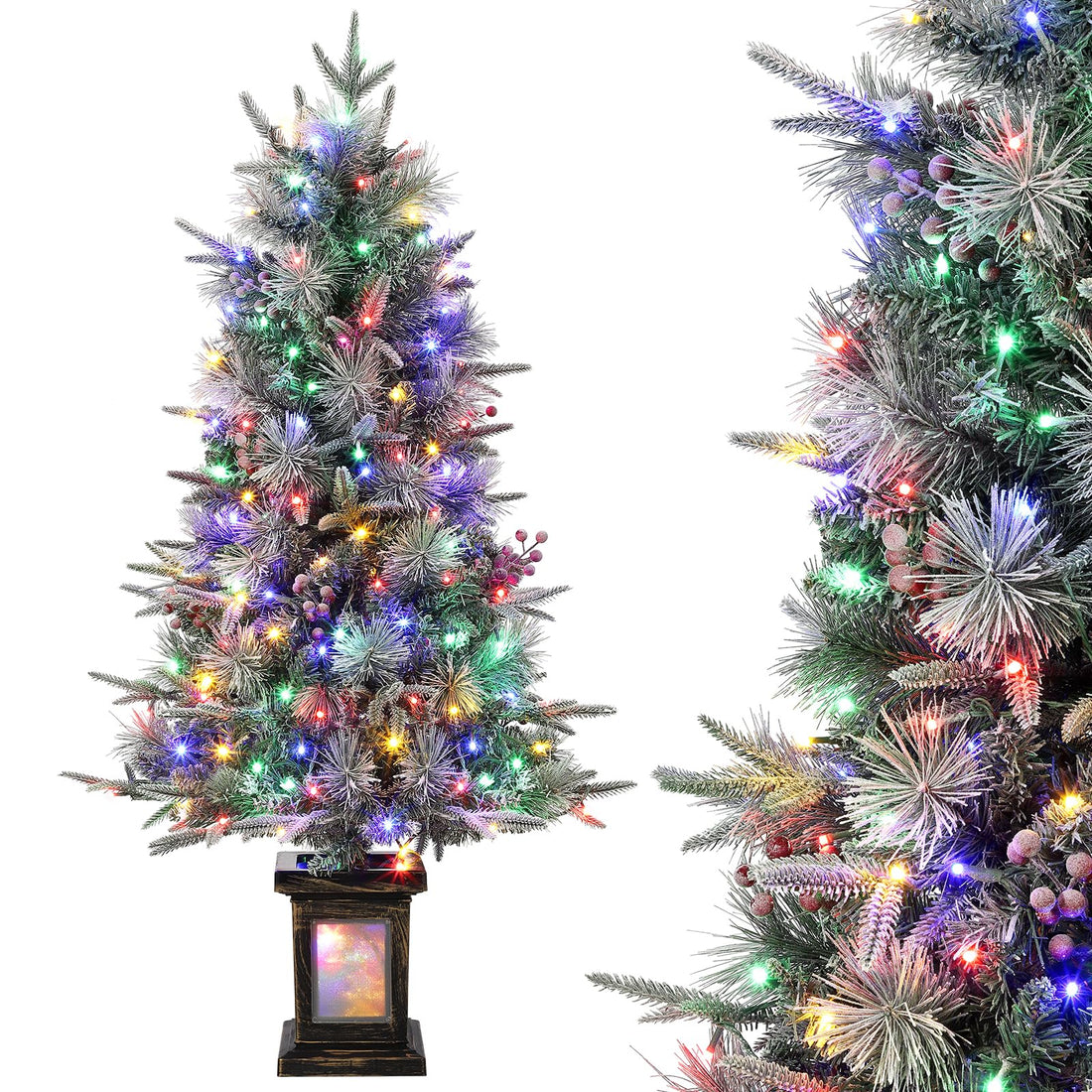 Albero di Natale Garvee 125cm con luci e decorazioni - Base trasparente per un'elegante atmosfera natalizia