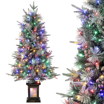 Albero di Natale Garvee 125cm con luci e decorazioni - Base trasparente per un'elegante atmosfera natalizia
