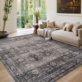 Tappeto Orientale Vintage Garvee 160x230cm Antiscivolo Lavabile in Lavatrice Verde Cammello per Soggiorno e Cucina