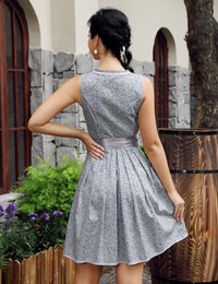 Garvee Dirndl da donna, abito tradizionale midi in 2 pezzi con grembiule Dirndl per l'Oktoberfest, taglia 44, grigio-blu, elegante, festoso, comodo, moderno