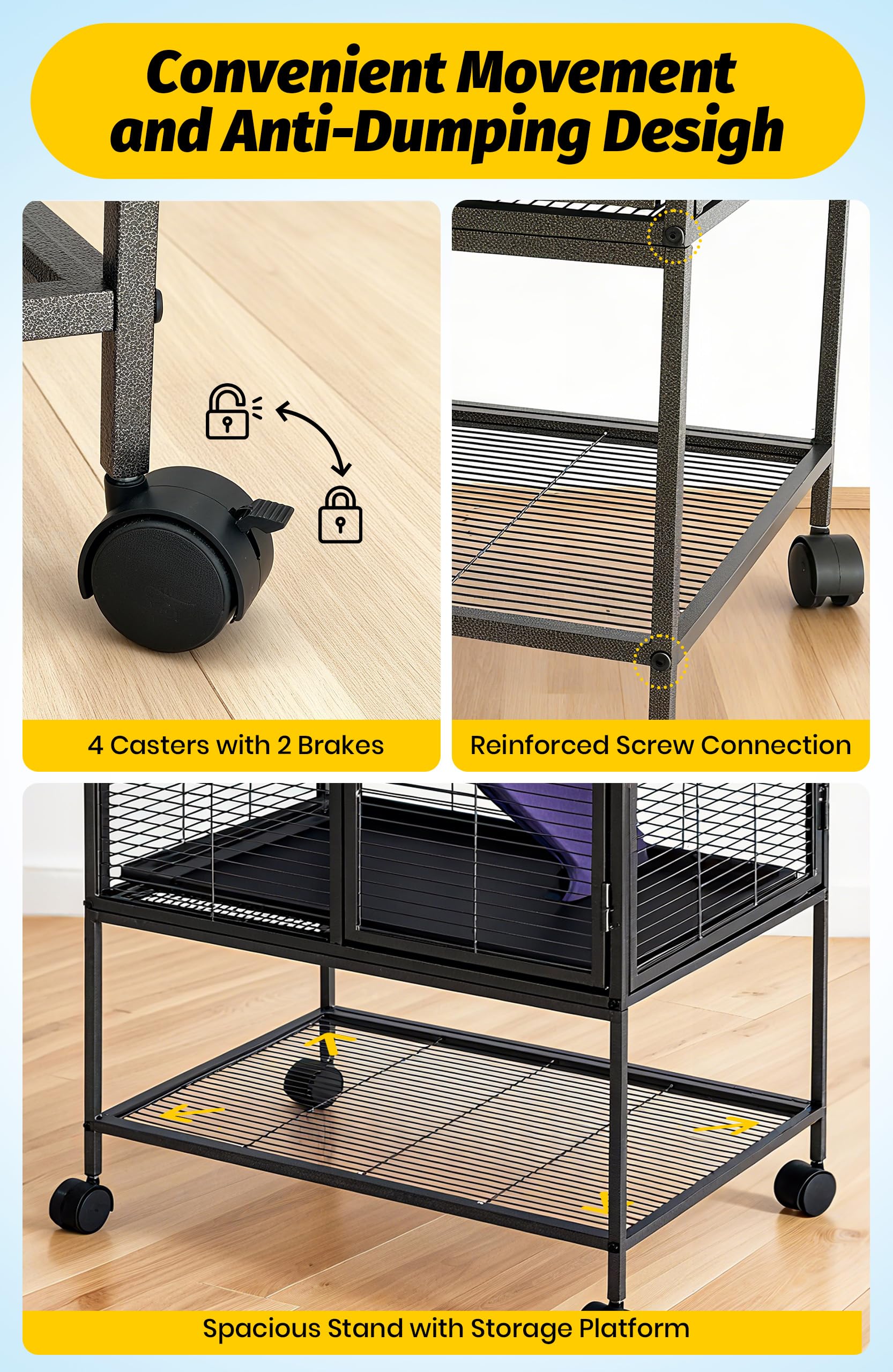 Gabbia per piccoli animali Garvee, in metallo, 36"H, a più piani con rampe, vassoio rimovibile, senza BPA, per criceti, conigli e cincillà