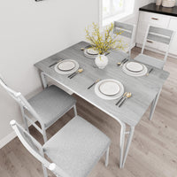 Set da pranzo Garvee per 4 persone, tavolo quadrato con 4 sedie imbottite, MDF e metallo, salvaspazio e stabile, per stanze e cucine piccole