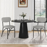 Set Garvee 2 Sedie da Pranzo Grigie in Tessuto Lambswool, Schienale 39,1 cm, Gambe in Metallo Resistenti, Design Moderno Minimalista