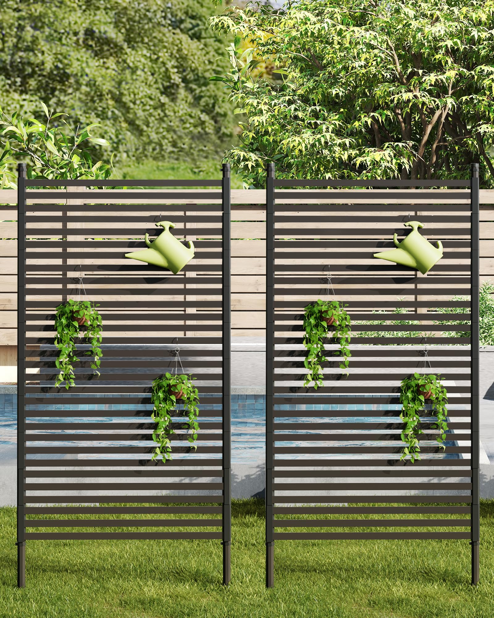 Schermo per la privacy da esterno Garvee con supporto, 35x70 pollici, recinzione AC, rivestimento per attrezzature da piscina, resistente alle intemperie, copertura per bidoni da giardino