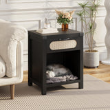 Garvee Comodino in MDF con Cassetto e 2 Ripiani per Camera da Letto 48x41x60 cm Colore Legno Design Industriale