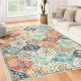 Tappeto da corridoio Garvee 120 x 170 cm, lavabile, motivo floreale vintage, per camera da letto e cucina, antiscivolo - Arancione