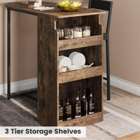 Set tavolo e sedie da bar Garvee con piano semicircolare in stile retrò, ripiano a 3 livelli, sgabelli rivestiti in pelle per cucina e ufficio, compatto, moderno