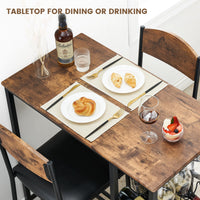Set tavolo da bar Garvee per 2 persone con poggiapiedi, sedie imbottite, legno robusto e metallo, marrone rustico, per cucine e bar