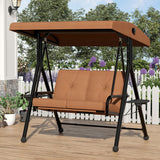 Garvee Sedia Dondolo Da Patio 2-IN-1 3 Posti Marrone Con Tetto Regolabile Per Giardino - Brown