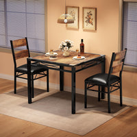 Set da pranzo Garvee per 2 persone con sedie imbottite, protezioni angolari, robusto legno MDF, ergonomico, salvaspazio, marrone, cucina e appartamento