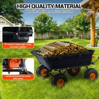 Carrello ribaltabile Garvee Poly Garden, capacità 800 libbre, pneumatici da 10 pollici, maniglia girevole a 180°, telaio in acciaio, scarico rapido, robusto, per giardino e agricoltura