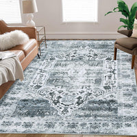 Tappeto Garvee lavabile in lavatrice 80 x 150 cm design vintage grigio antiscivolo soggiorno camera da letto