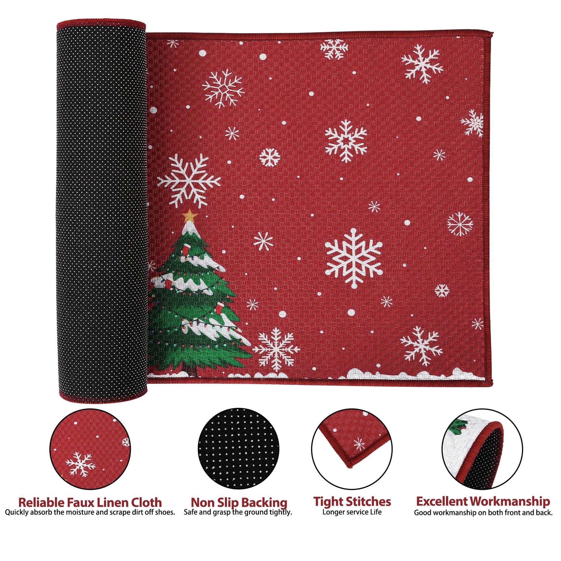 Zerbino natalizio Garvee con motivo di Babbo Natale, antiscivolo, per uso interno ed esterno, 40x60 cm, colore naturale