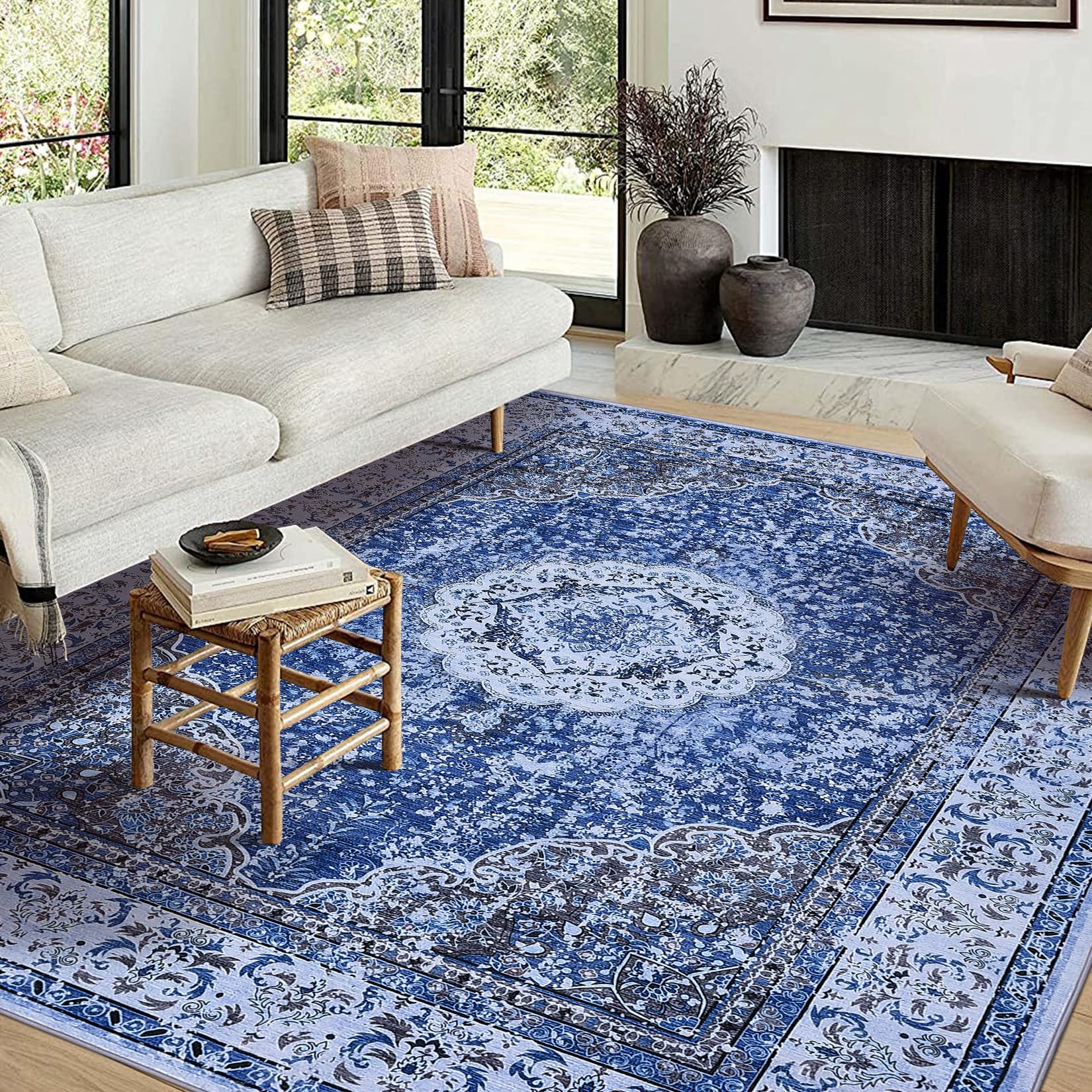 Tappeto Garvee, antiscivolo, lavabile, 80 x 150 cm, Boho Vintage, camera da letto, bagno