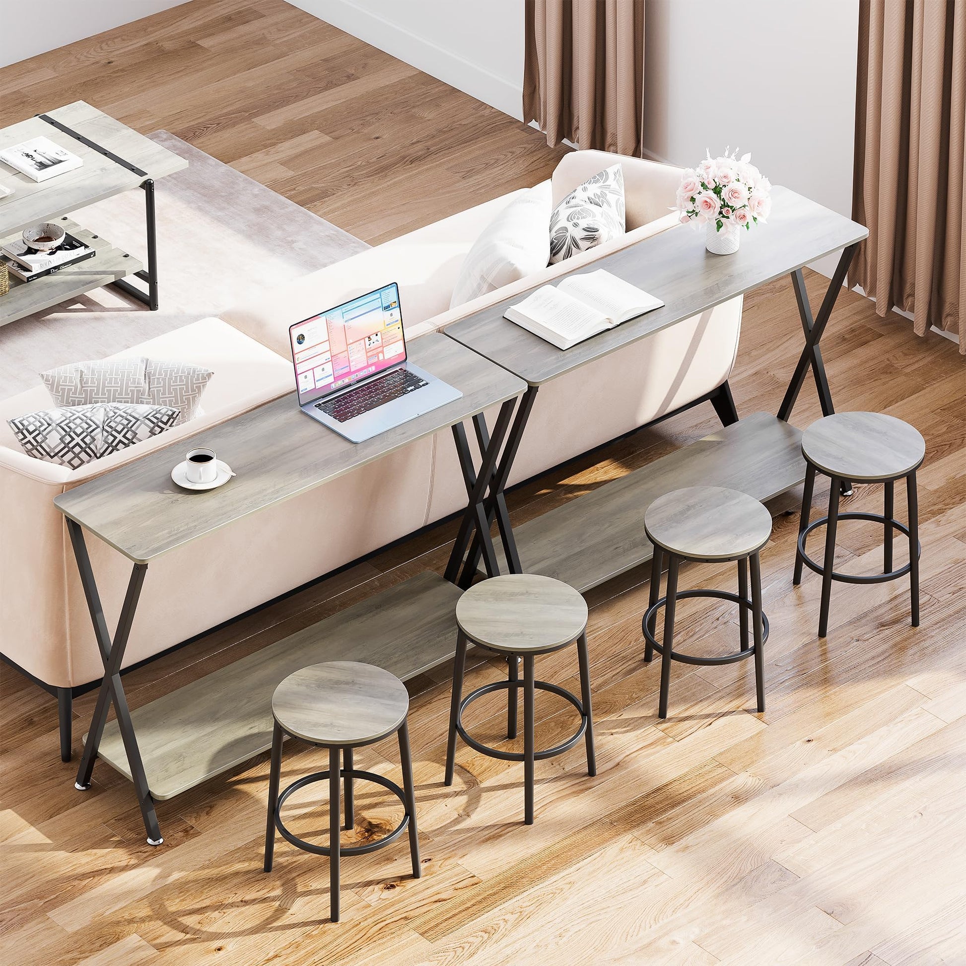 Tavolo consolle Garvee con ripiano, tavolo stretto per ingresso e divano, design moderno, soggiorno e corridoio, salvaspazio, durevole