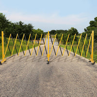 Garvee Cancello di sicurezza pieghevole estensibile da 23 piedi con ruote per uso industriale e domestico, in metallo, resistente, con schermo per la privacy, mobile, giallo nero