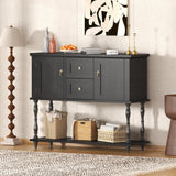 Tavolo Consolle Garvee Stile Fattoria 2 Cassetti 2 Ante Nero 107x36x86 cm per Ingresso Soggiorno Cucina - Nero