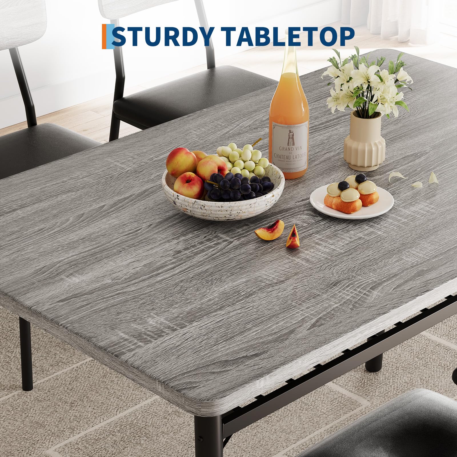 Tavolo da pranzo Garvee per 2 persone con contenitore, struttura in metallo, sedie imbottite, piano in legno MDF, grigio, cucine e appartamenti piccoli