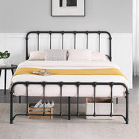 Letto in metallo Garvee 160 x 200, struttura per piccoli spazi, stabile e facile da montare, ampio spazio di archiviazione, letto moderno per ragazzi, nero