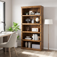 Libreria Garvee Triple Wide a 4 ripiani, design industriale, robusta struttura in legno, vintage, 170 cm di altezza x 80 cm di larghezza x 32 cm di profondità, soggiorno