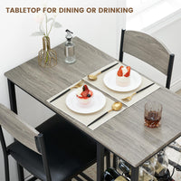 Set tavolo da bar Garvee per 2 persone con poggiapiedi, sedie imbottite, metallo robusto e MDF, grigio, per cucina e bar