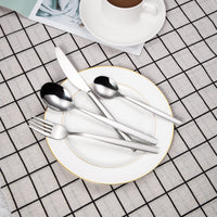 Set di posate Garvee da 60 pezzi in argento per 12 persone, acciaio inossidabile, lucidato a specchio, antiruggine, lavabile in lavastoviglie, per casa e ristorante, argento