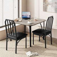 Garvee Set Tavolo Da Pranzo Per 2 Persone Con Sedie Imbottite In PU, Design Smussato, Salvaspazio, Grigio, Dimensioni Compatte