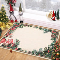 Tappeto natalizio Garvee, zerbino 60x100 cm, antiscivolo, lavabile, per soggiorno, cucina, bagno, stampa di Babbo Natale e albero di Natale