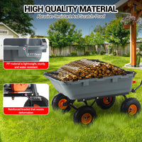 Autocarro con cassone ribaltabile per impieghi gravosi Garvee, capacità di 408 kg, pneumatici fuoristrada da 33 cm, maniglia 2 in 1, telaio in metallo, scarico rapido, per giardino e cortile, robusto grigio