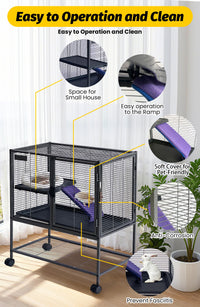 Gabbia per piccoli animali Garvee, in metallo, 36"H, a più piani con rampe, vassoio rimovibile, senza BPA, per criceti, conigli e cincillà