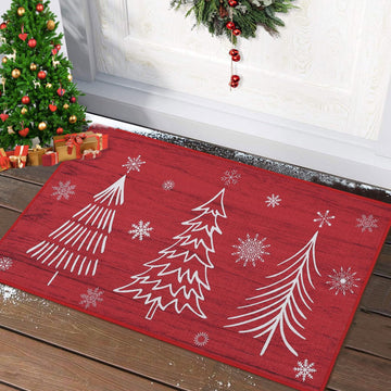 Zerbino decorativo Garvee 40x80cm con motivo natalizio, antiscivolo, resistente, rosso, per interni ed esterni, cucina