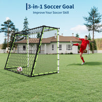 Garvee 3 in 1 Porta da calcio da rimbalzo 7x5 piedi, resistente alle intemperie, struttura in acciaio, rete di rimbalzo per giardino e allenamento, ultra reattiva