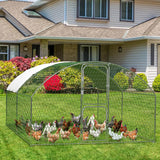 Garvee Grande Pollaio in Metallo Galvanizzato con Copertura Impermeabile e Anti-UV, Porta Bloccabile, 300x400x200 cm, per Fattoria e Giardino, Grigio - Tetto Doom e Porta Doppia