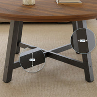 Tavolino da caffè rettangolare moderno Garvee 102x52cm in legno robusto marrone/nero per soggiorno e balcone