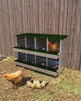 Garvee Nido Per Galline In Acciaio Zincato 8 Fori Con Vassoio Raccolta Uova, Verde, Per Pollai, Resistente E Ventilato - Verde