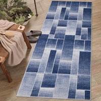 Tappeto Garvee 80x150, lavabile, a pelo corto, per soggiorno, blu, antiscivolo, morbido, moderno, per camera da letto, cucina, cameretta, corridoio, sala da pranzo