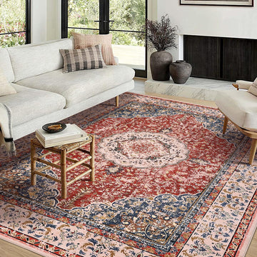 Tappeto lavabile Garvee Boho Vintage Floral 160x230cm in morbido velluto di agnello sintetico con retro antiscivolo per camera da letto, bagno, cucina, ingresso, ufficio