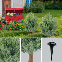 Garvee, set di alberi artificiali in cipresso da 30", resistenti ai raggi UV, tutte le intemperie, con picchetto, facili da pulire, per decorazioni da giardino interne ed esterne, verde