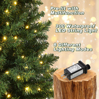 Albero di Natale artificiale Garvee da 4.5 piedi verde con 300 luci LED, 8 modalità di illuminazione, anche in PVC per casa e fisso, base in cemento, denso e realistico