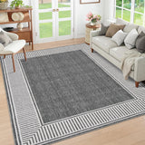 Garvee Tappeto Corto Lavabile con Bordo Decorativo, Antiscivolo, Ultra Morbido per Soggiorno e Cucina, Resistente alle Macchie, Vari Colori - Grigio