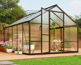 Garvee Serra da Giardino 8x10 Piedi con Pannelli in Policarbonato, Telaio in Alluminio, Porta con Serratura, Ventilazione Regolabile per Patio e Coltivazione di Fiori e Verdure - Nero