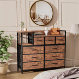 Cassettiera Garvee con 9 cassetti in tessuto, multifunzionale per camera da letto e soggiorno, 100x30x86 cm, colore retrò - Come mostrato